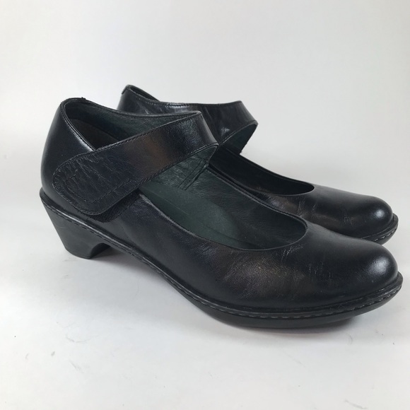 Dansko Mary Jane Shoes Black Leather Strap Shoe Heel Wedge - Picture 5 of 11